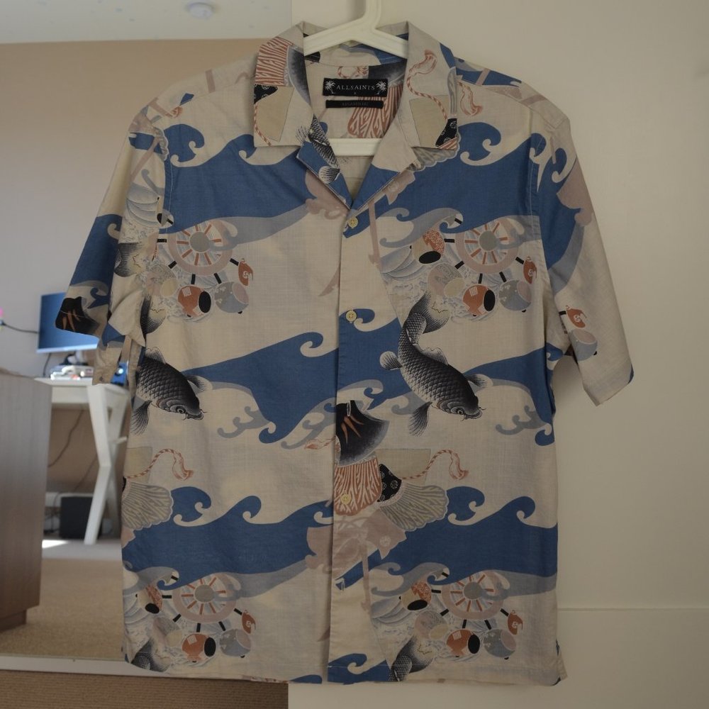 AllSaints Pisces Slim Fit Print Short Sleeve
